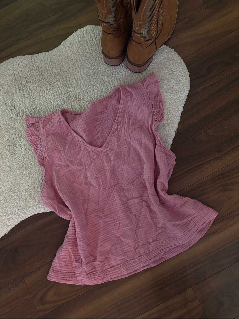 🌸BOHO DUSTY PINK COTTON GLAUZE BLOUSE
